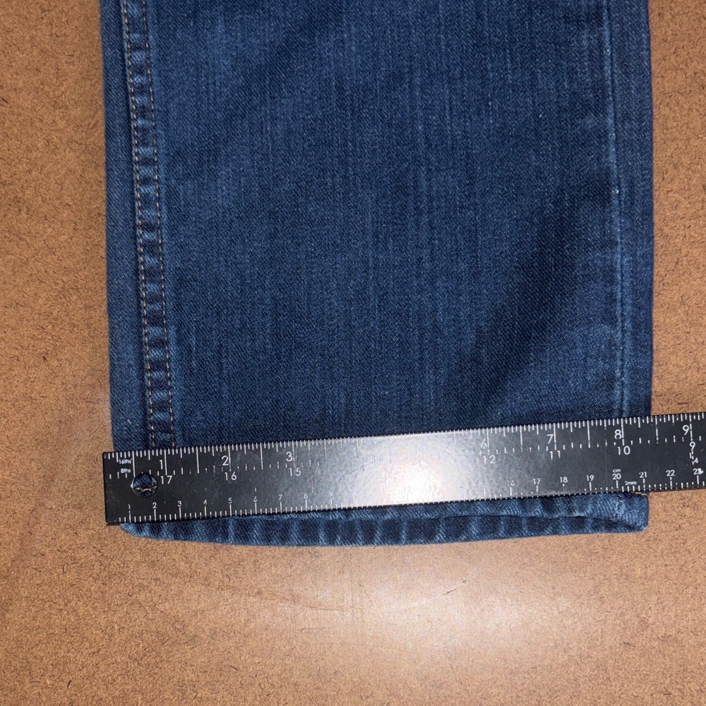 Levi's 505 Straight Jeans in Dark Blue with Tan Patch - Picture 4 of 11